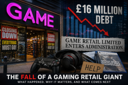 Game Retailer Administration Collapse showing a closed video game retail store in the UK