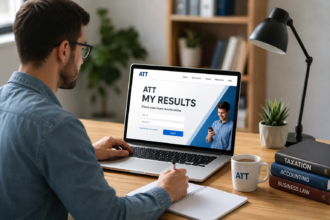 Student checking ATT exam results online through the official ATT My Results portal
